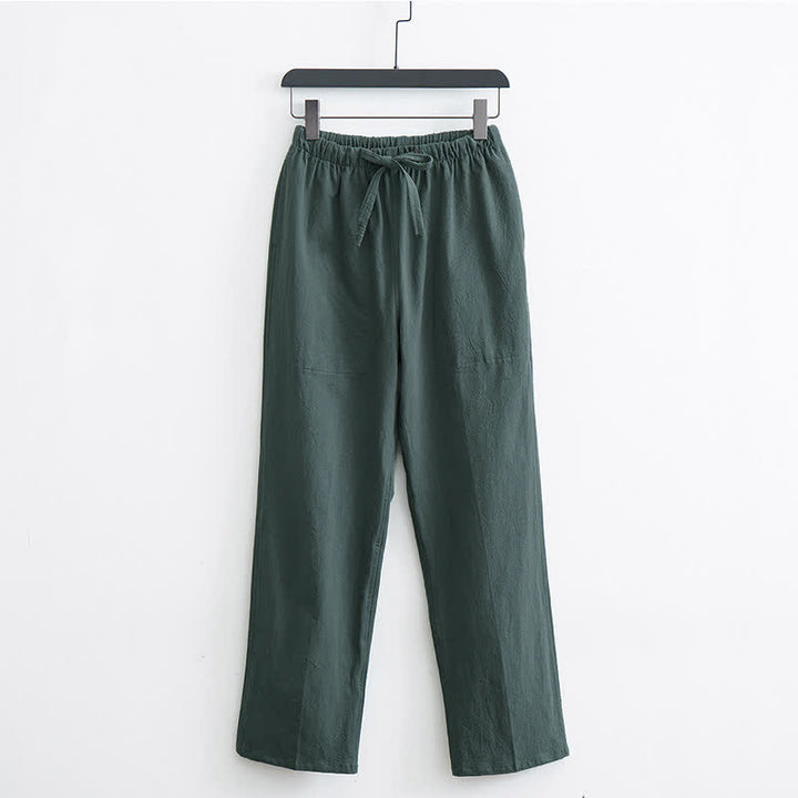Buddha Stonesメンズ 無地 コットン カジュアル ドローストリングパンツ ポケット付き - ダークグリーン - US/UK/AU44、 EU54 (4XL)  - image 10