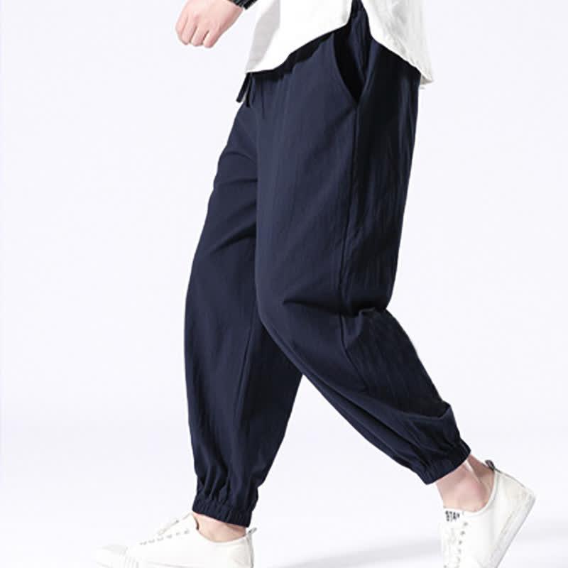Buddha Stones無地コットン製カジュアルメンズハーレムパンツ（ポケット付き） - image 8