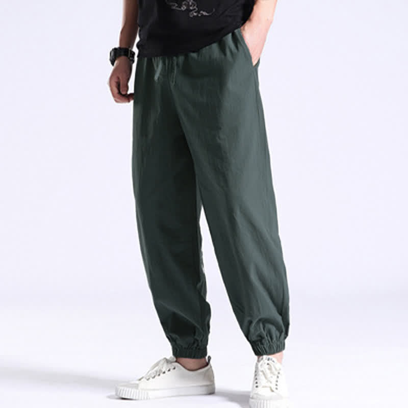 Buddha Stones無地コットン製カジュアルメンズハーレムパンツ（ポケット付き） - image 11