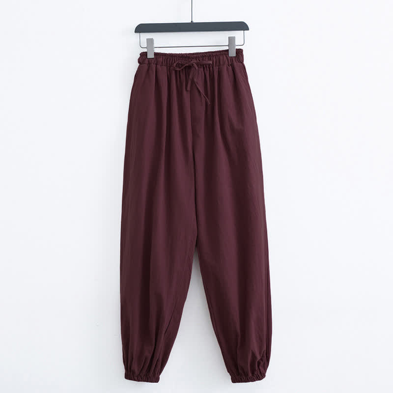 Buddha Stones無地コットン製カジュアルメンズハーレムパンツ（ポケット付き） - マルーン - US/UK/AU44、 EU54 (4XL) - image 9