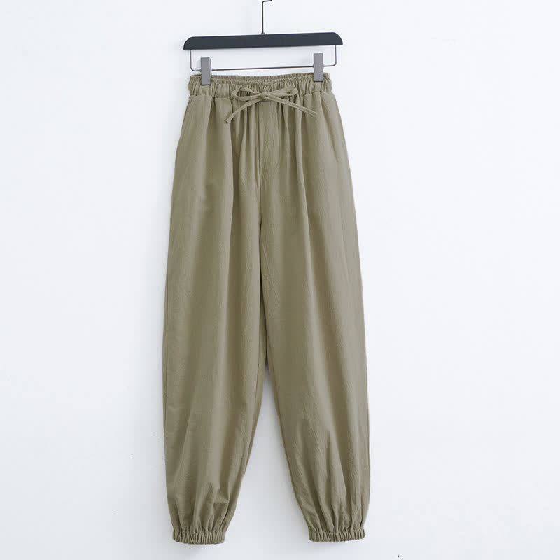 Buddha Stones無地コットン製カジュアルメンズハーレムパンツ（ポケット付き） - ダークカーキ - US/UK/AU44、 EU54 (4XL) - image 6