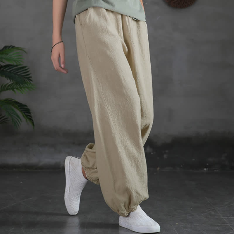 Buddha Stones無地 ラミーリネンコットン レディースパンツ ポケット付き - リネン - US6、 UK/AU10、 EU38 (L) - image 11