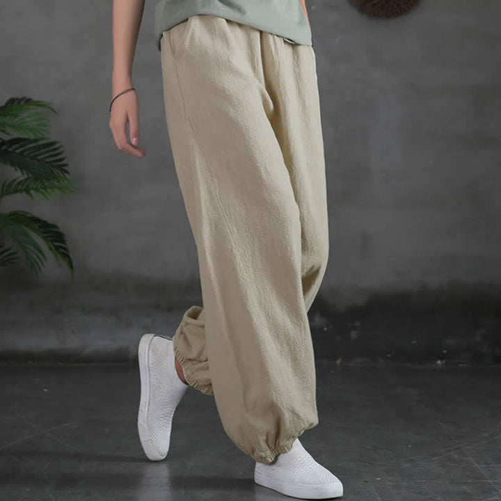 Buddha Stones無地 ラミーリネンコットン レディースパンツ ポケット付き - リネン - US6、 UK/AU10、 EU38 (L) - image 11