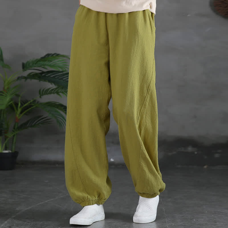 Buddha Stones無地 ラミーリネンコットン レディースパンツ ポケット付き - image 25