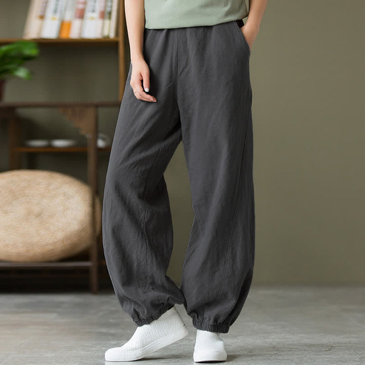 Buddha Stones無地 ラミーリネンコットン レディースパンツ ポケット付き - image 4