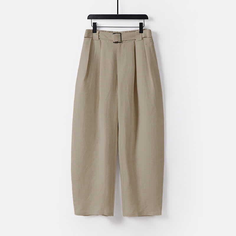 Buddha Stones夏用 ファスナー付き伸縮性ウエストデザイン メンズ コットンリネン ワイドレッグパンツ ポケット付き - タン - 米国/UK/AU56、 EU66 (9XL) - image 0