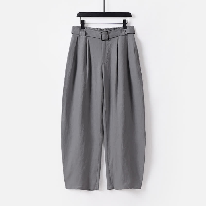 Buddha Stones夏用 ファスナー付き伸縮性ウエストデザイン メンズ コットンリネン ワイドレッグパンツ ポケット付き - グレー - 米国/UK/AU56、 EU66 (9XL) - image 10