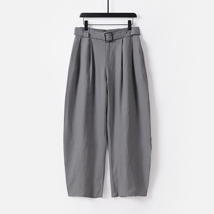 Buddha Stones夏用 ファスナー付き伸縮性ウエストデザイン メンズ コットンリネン ワイドレッグパンツ ポケット付き - グレー - 米国/UK/AU56、 EU66 (9XL) - image 10