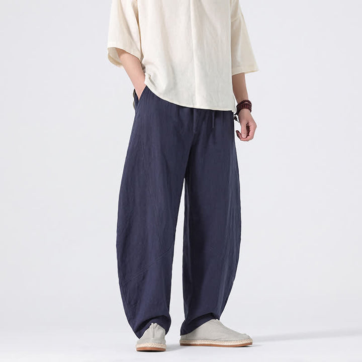 Buddha Stones 春夏カジュアルミニマリストドローストリング無地リネンロングパンツメンズストレートレッグパンツポケット付き - image 14