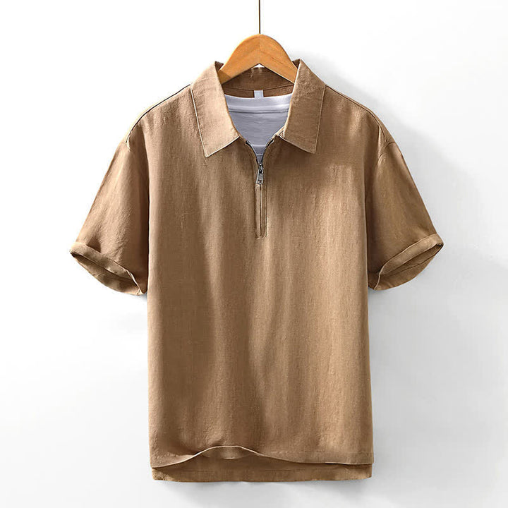 Buddha Stones 夏向けカジュアルミニマリストクォータージップ無地メンズ半袖シャツ - シエナ - US/UK/AU42、 EU52 (3XL) - image 8
