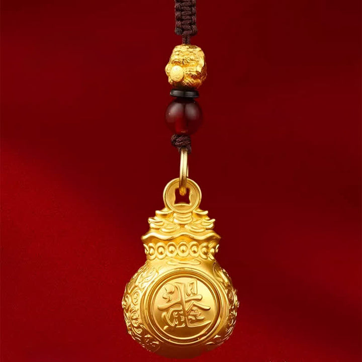 Buddha Stones 「毎日幸運繁栄になろう」金色の銅製干支モチーフの幸運繁栄のお金袋コインキーホルダー - image 2