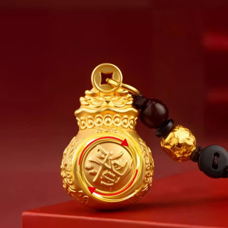 Buddha Stones 「毎日幸運繁栄になろう」金色の銅製干支モチーフの幸運繁栄のお金袋コインキーホルダー - image 11