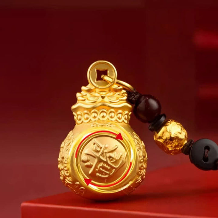 Buddha Stones 「毎日幸運繁栄になろう」金色の銅製干支モチーフの幸運繁栄のお金袋コインキーホルダー - image 11