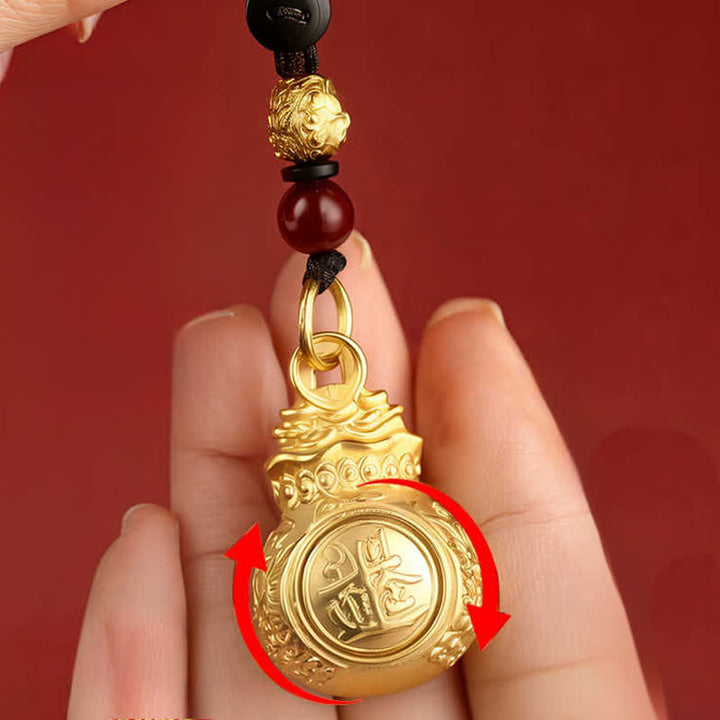 Buddha Stones 「毎日幸運繁栄になろう」金色の銅製干支モチーフの幸運繁栄のお金袋コインキーホルダー - image 4