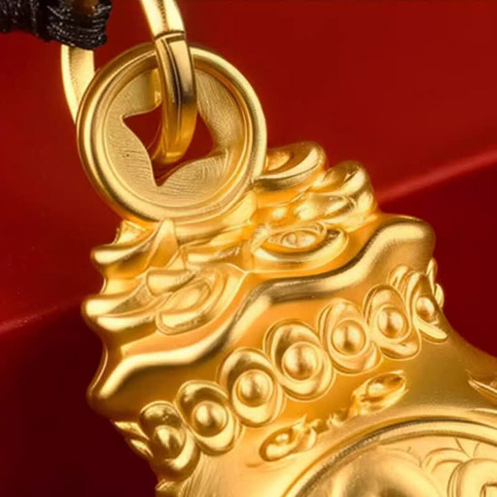 Buddha Stones 「毎日幸運繁栄になろう」金色の銅製干支モチーフの幸運繁栄のお金袋コインキーホルダー - image 15