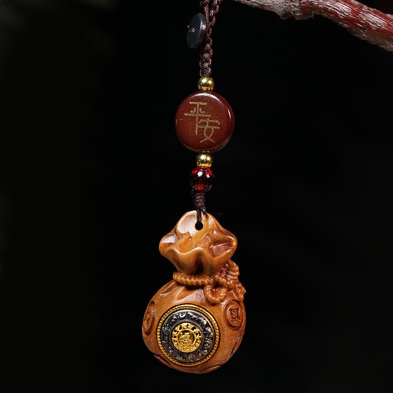Buddha Stones 雷に打たれたナツメの木のマネーバッグ、中国のコイン保護と富のキーホルダー - キーホルダー - image 1