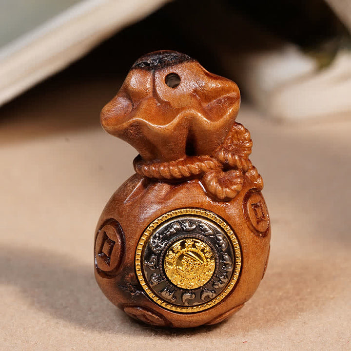 Buddha Stones 雷に打たれたナツメの木のマネーバッグ、中国のコイン保護と富のキーホルダー - image 6