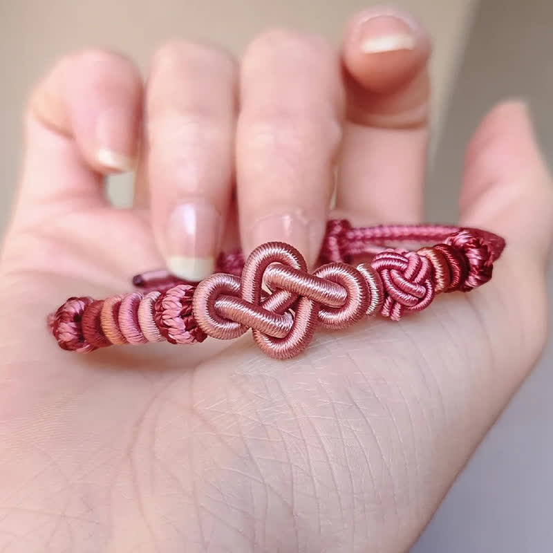 Buddha Stones 手織りの「すぐに金持ちになれる」ひょうたん製ピンクストリングブレスレット - アクセサリーなしのピンク - image 8