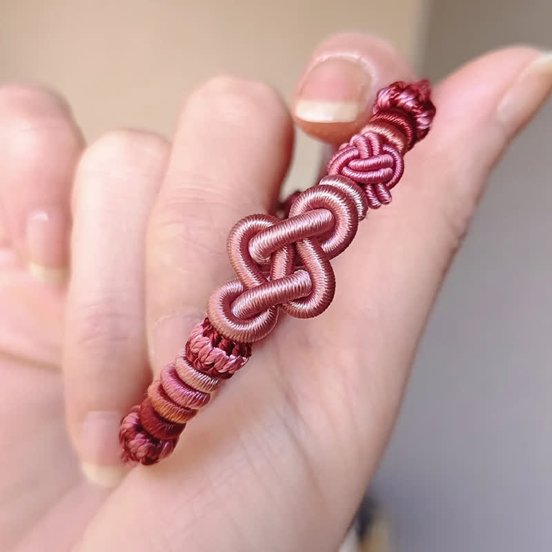 Buddha Stones 手織りの「すぐに金持ちになれる」ひょうたん製ピンクストリングブレスレット - image 10
