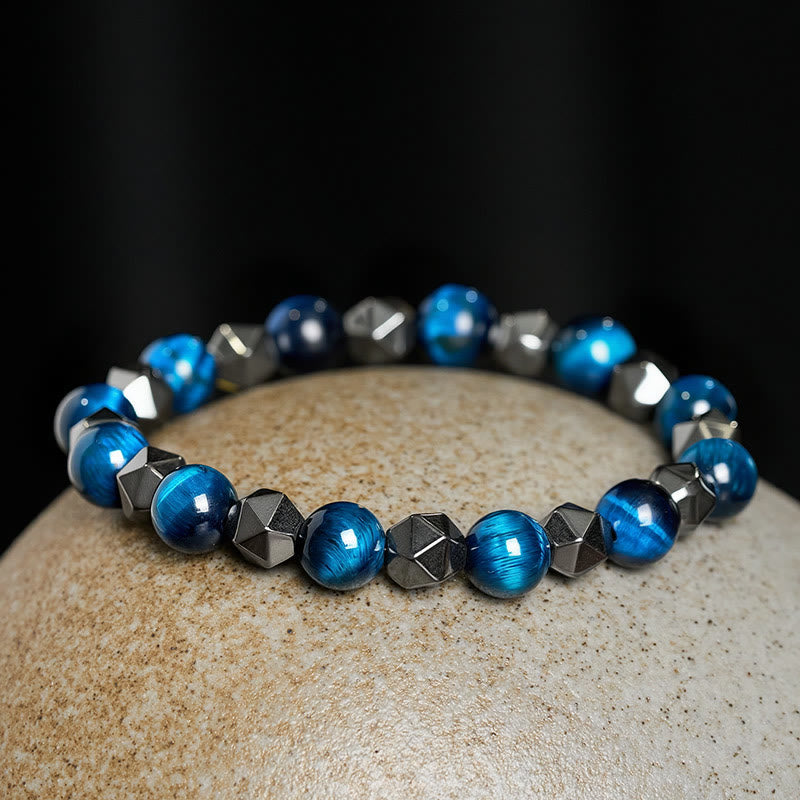 Buddha Stones タイガーアイ・ヘマタイトのファセット強さブレスレット - image 18