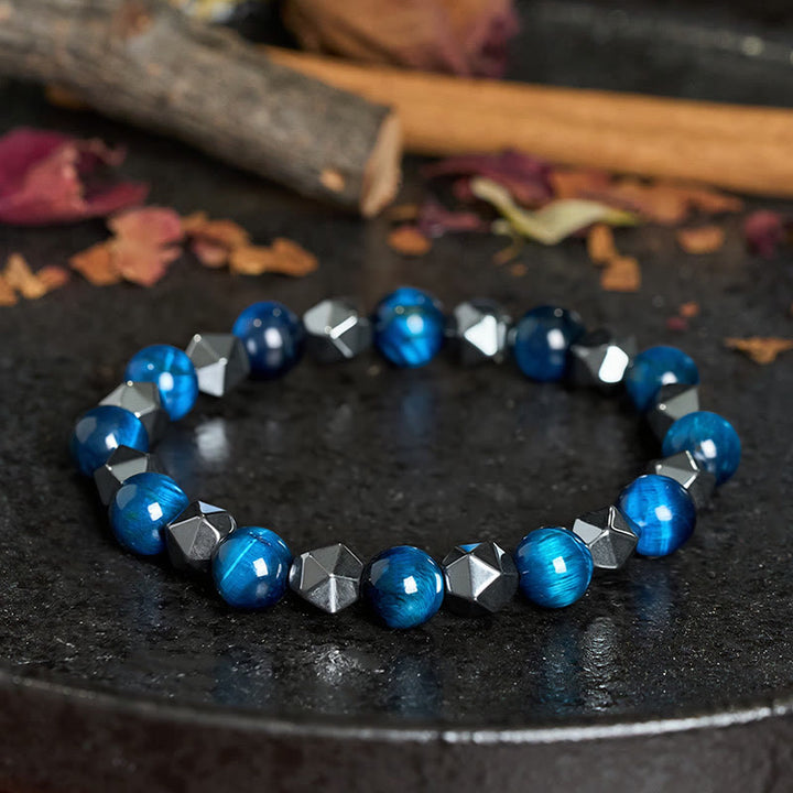 Buddha Stones タイガーアイ・ヘマタイトのファセット強さブレスレット - image 17