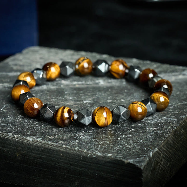 Buddha Stones タイガーアイ・ヘマタイトのファセット強さブレスレット - イエロータイガーアイ（守護♥勇気） - image 9