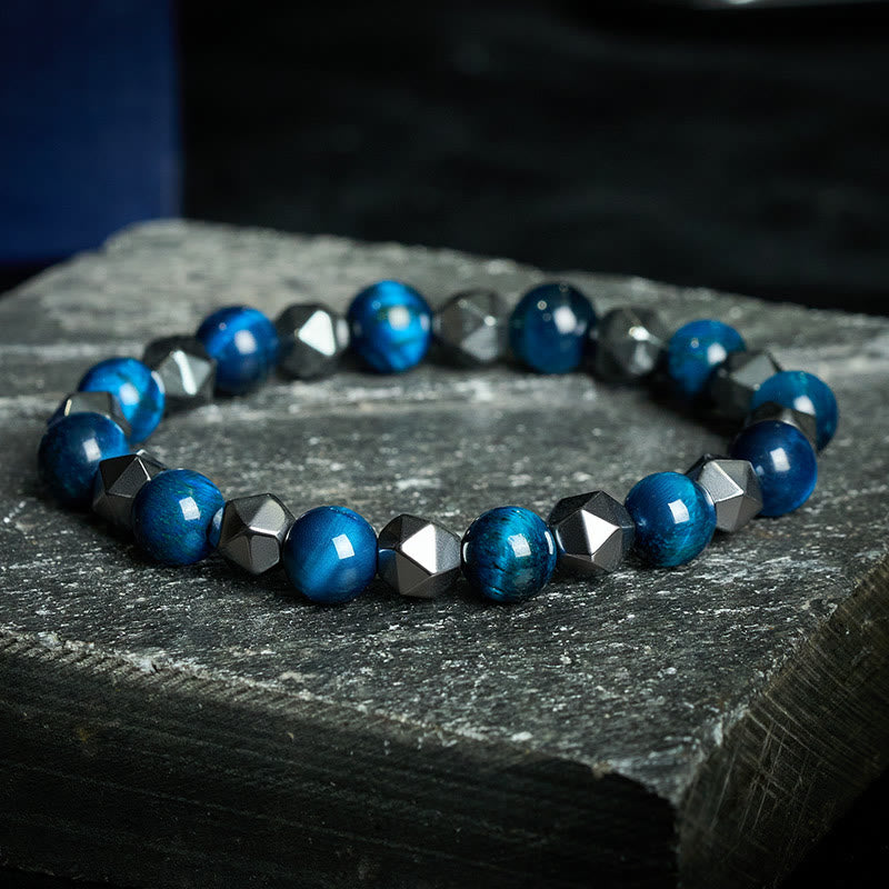 Buddha Stones タイガーアイ・ヘマタイトのファセット強さブレスレット - ブルータイガーアイ（バランス♥ポジティブ） - image 16