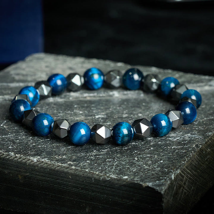 Buddha Stones タイガーアイ・ヘマタイトのファセット強さブレスレット - ブルータイガーアイ（バランス♥ポジティブ） - image 16