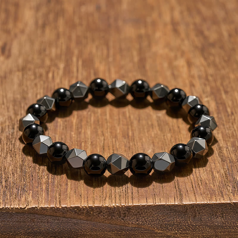 Buddha Stones タイガーアイ・ヘマタイトのファセット強さブレスレット - image 4