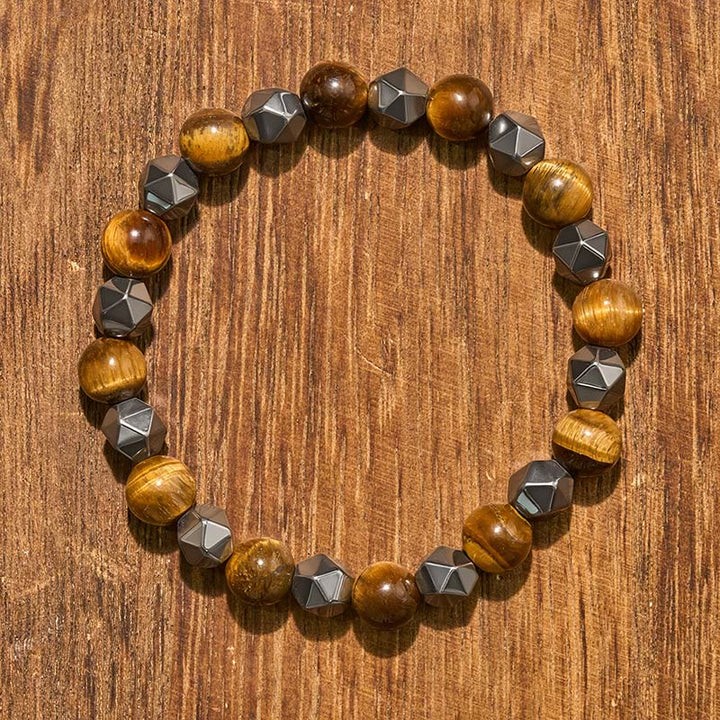 Buddha Stones タイガーアイ・ヘマタイトのファセット強さブレスレット - image 12