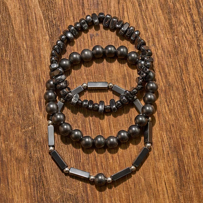 Buddha Stones ヘマタイトの強力なビーズブレスレット3個セット - image 4