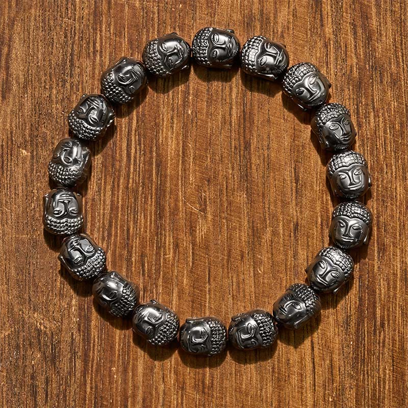 Buddha Stones ヘマタイト仏陀フォーカスビーズブレスレット - 仏陀（慈悲♥静穏） - image 0