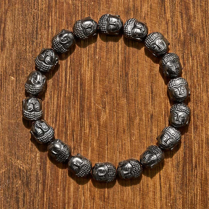 Buddha Stones ヘマタイト仏陀フォーカスビーズブレスレット - 仏陀（慈悲♥静穏） - image 0