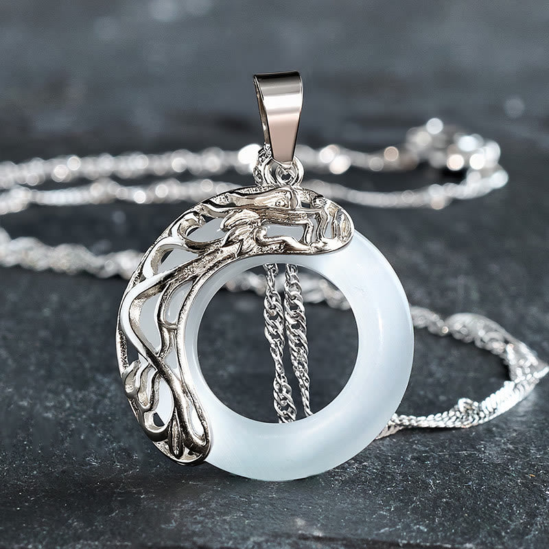 Buddha Stones キャッツアイ ドラゴン平和のお守りチャームインテュイション ネックレス - image 2