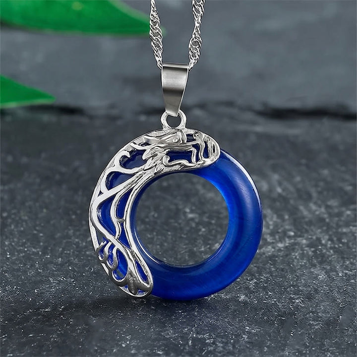 Buddha Stones キャッツアイ ドラゴン平和のお守りチャームインテュイション ネックレス - 青 - image 7