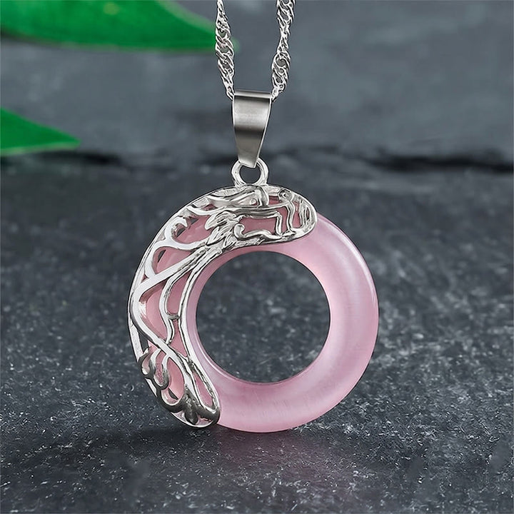 Buddha Stones キャッツアイ ドラゴン平和のお守りチャームインテュイション ネックレス - ピンク - image 12