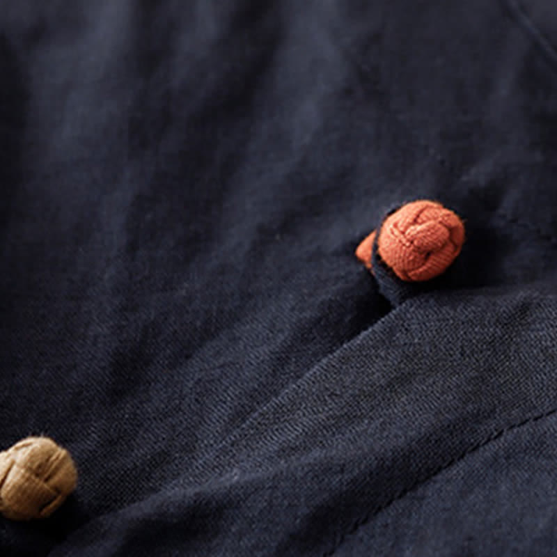Buddha Stones 夏物 唐風 ミニマリスト マンダリンカラー 無地 レディース 半袖シャツ - image 10