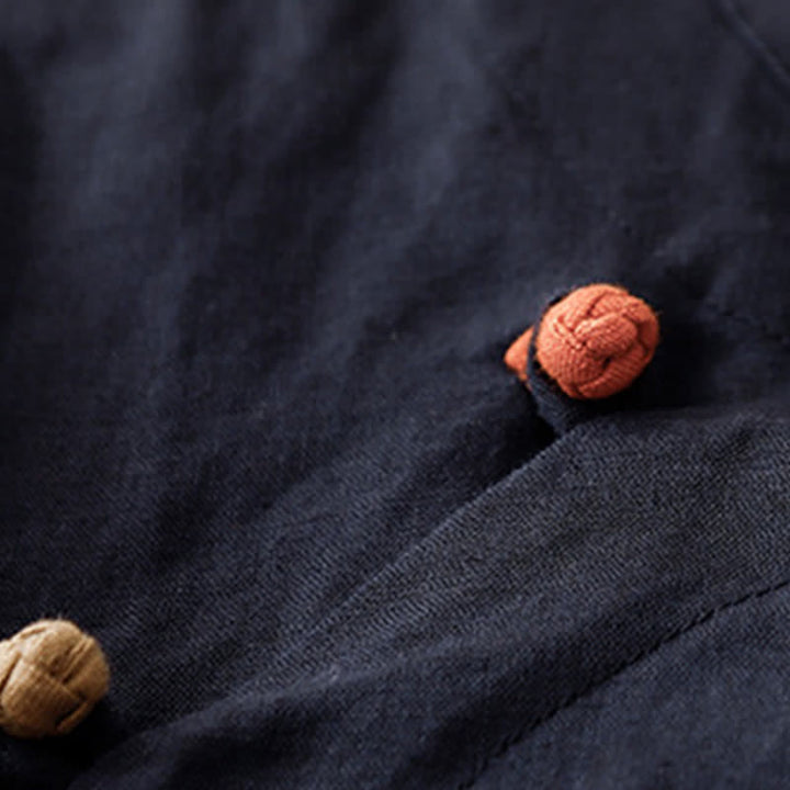 Buddha Stones 夏物 唐風 ミニマリスト マンダリンカラー 無地 レディース 半袖シャツ - image 10