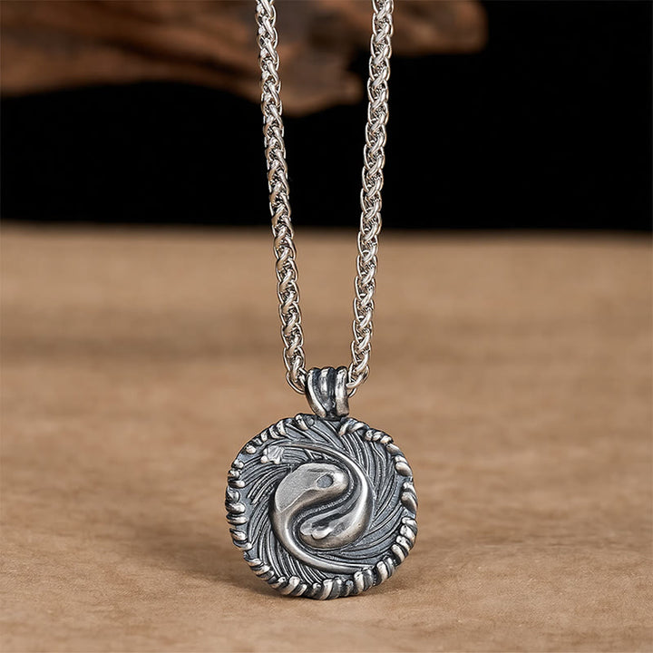 Buddha Stones 銅製の陰陽のバランスラウンドペンダントネックレス - image 8
