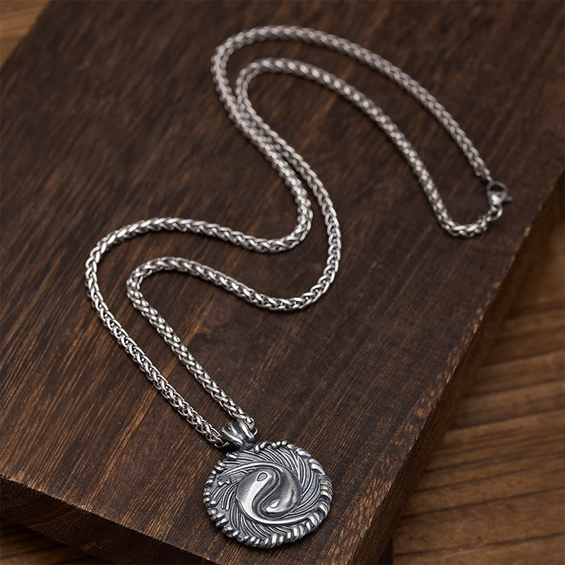 Buddha Stones 銅製の陰陽のバランスラウンドペンダントネックレス - image 4