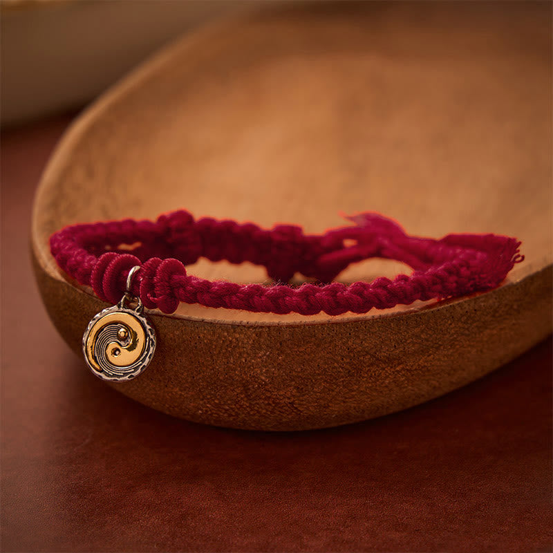 Buddha Stones 銅製の陰陽の赤紐のバランスブレスレット - 濃い赤紐 - image 10