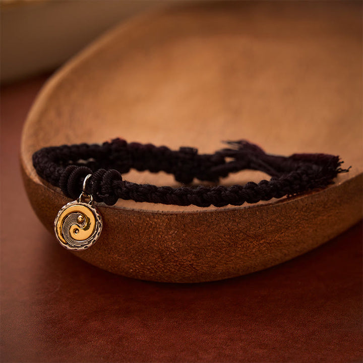 Buddha Stones 銅製の陰陽の赤紐のバランスブレスレット - 黒い紐 - image 12