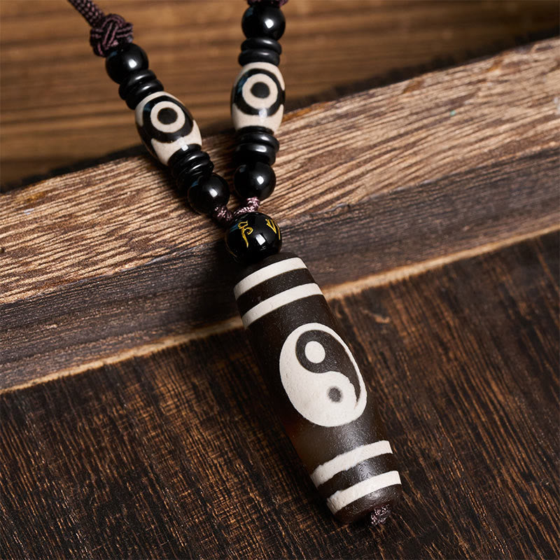 Buddha Stones ブラックオニキスの陰陽バランスネックレス - image 1