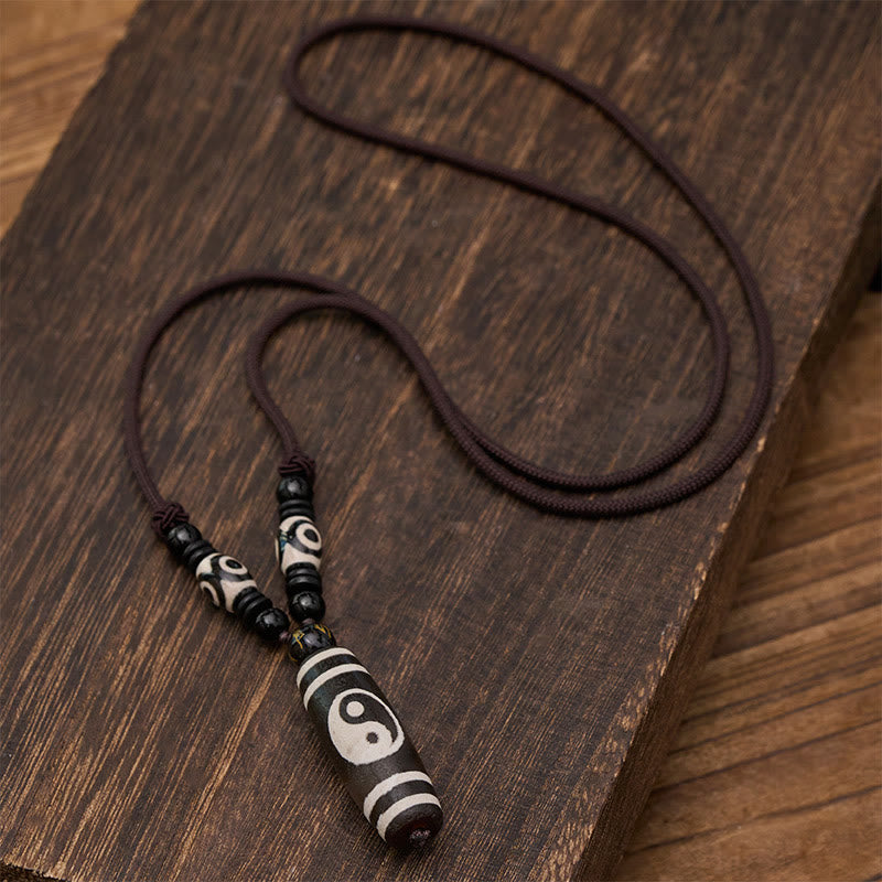 Buddha Stones ブラックオニキスの陰陽バランスネックレス - image 4