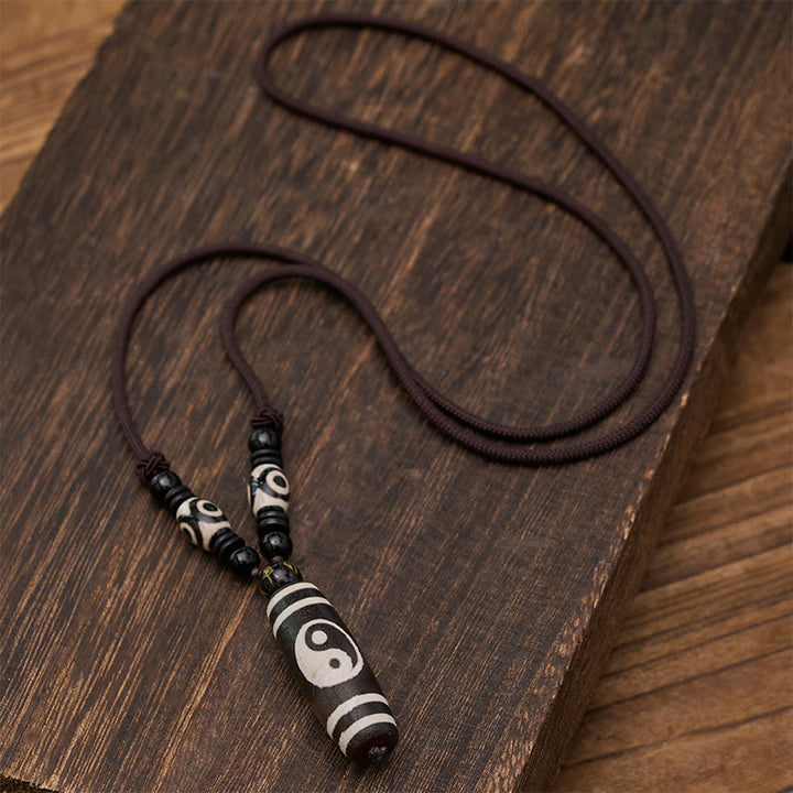 Buddha Stones ブラックオニキスの陰陽バランスネックレス - image 4
