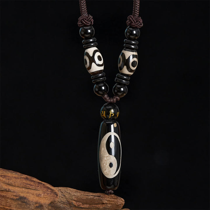 Buddha Stones ブラックオニキスの陰陽調和ロープネックレス - image 3