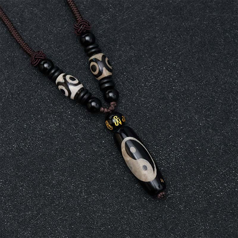 Buddha Stones ブラックオニキスの陰陽調和ロープネックレス - image 2