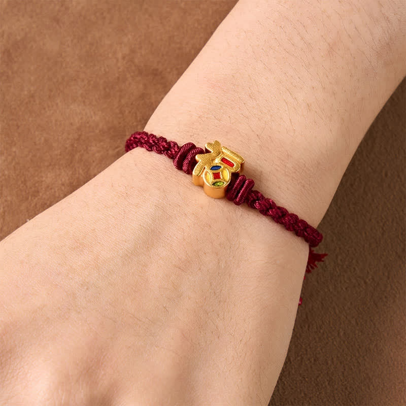 Buddha Stones 福の文字入り赤紐バランスチベット調節可能ブレスレット - image 10