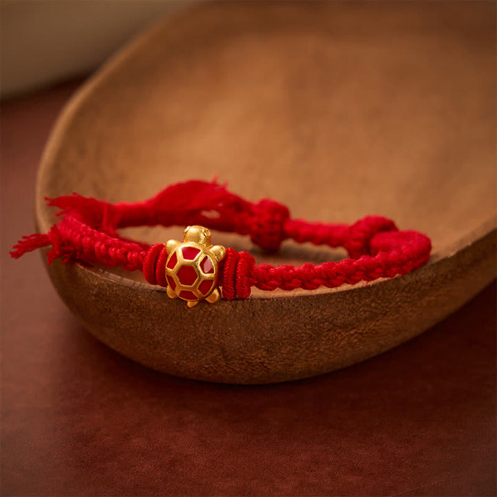 Buddha Stones 長寿亀の赤紐バランスチベット調節可能ブレスレット - image 2