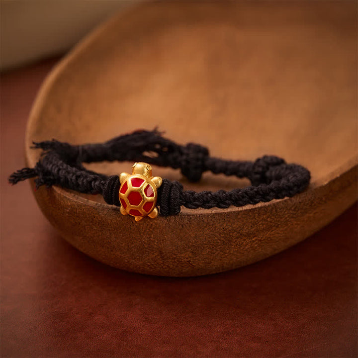 Buddha Stones 長寿亀の赤紐バランスチベット調節可能ブレスレット - ブラック（手首周り：14～17cm） - image 12